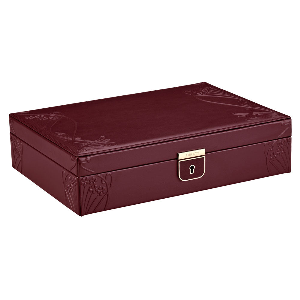 Schmuckschatulle Wolf X Liberty Ianthe Medium Jewelry Box Farbe Bordeaux seitlich 