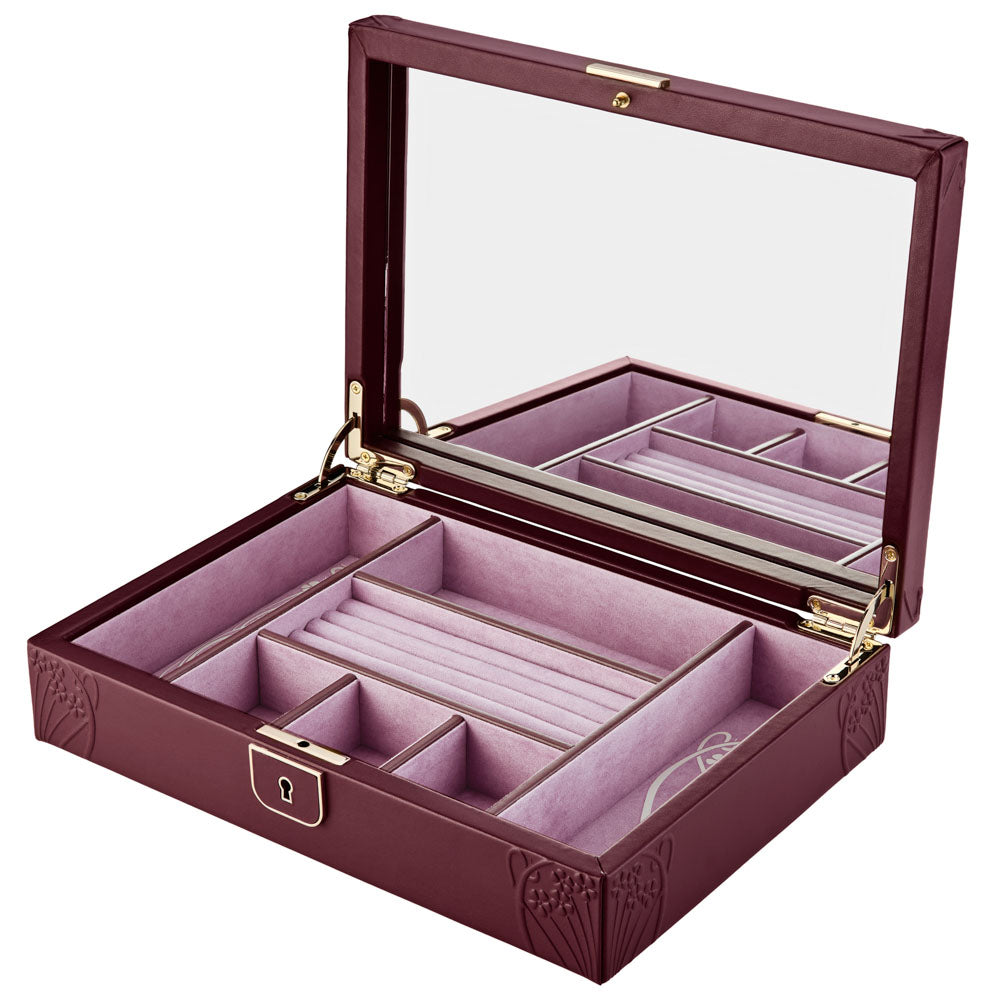 Schmuckschatulle Wolf X Liberty Ianthe Medium Jewelry Box Farbe Bordeaux geöffnet