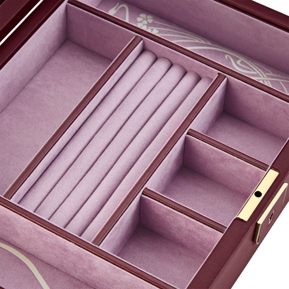 Wolf X Liberty Ianthe Medium Jewelry Box Farbe Bordeaux geöffnet Detailaufnahmen