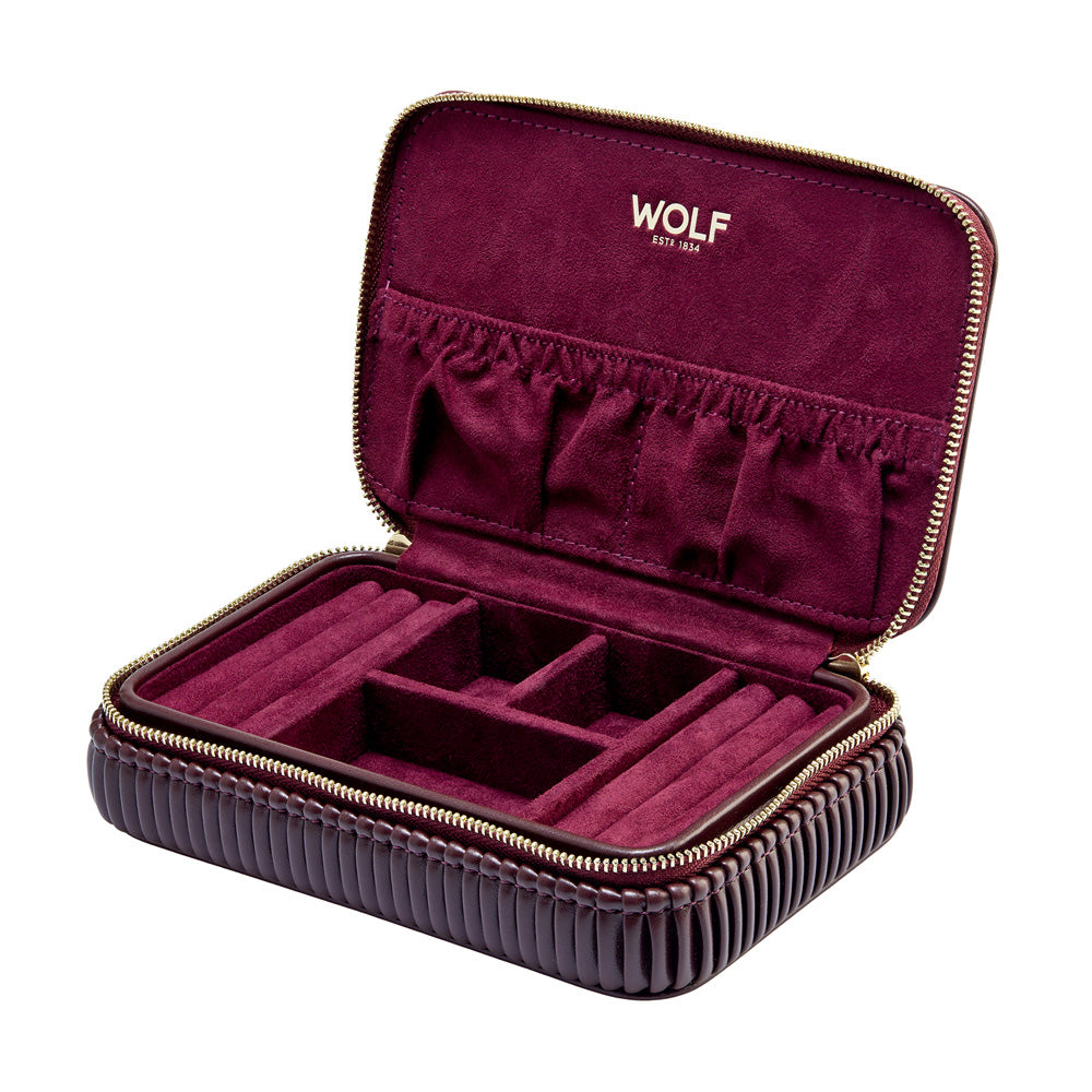 Schmuckkästchen WOLF Bella Zip Farbe Bordeaux seitlich