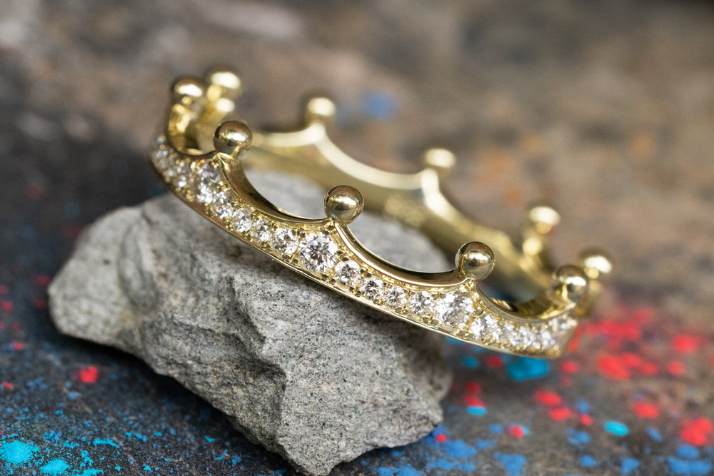 Verlobungsring Vorsteckring 585er Gelbgold Crown