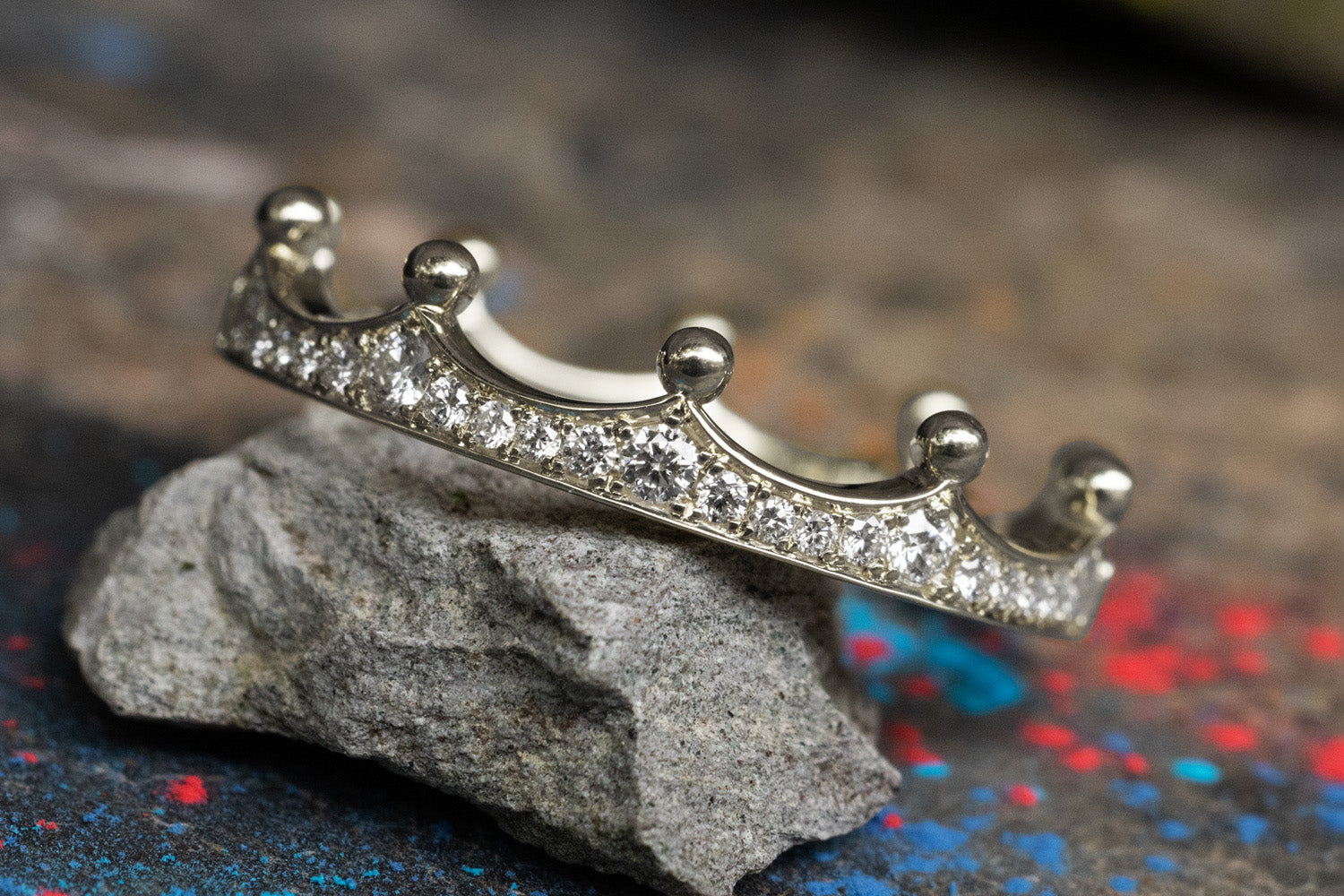 Verlobungsring Vorsteckring 585er Weißgold Crown