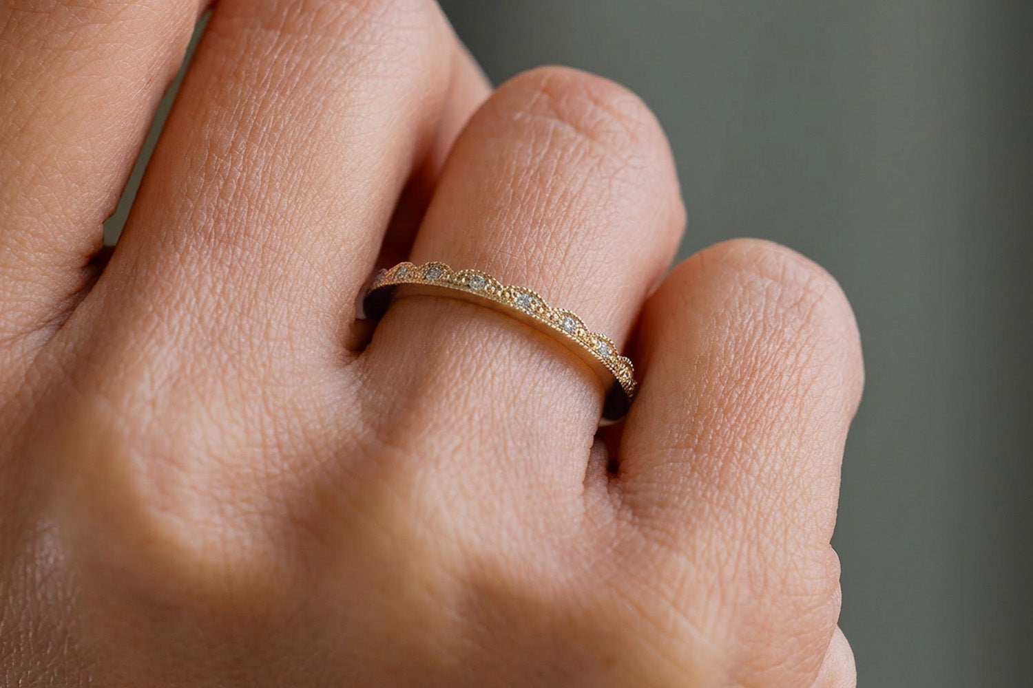 Verlobungsring Vorsteckring 750er Rotgold Spitze Hand