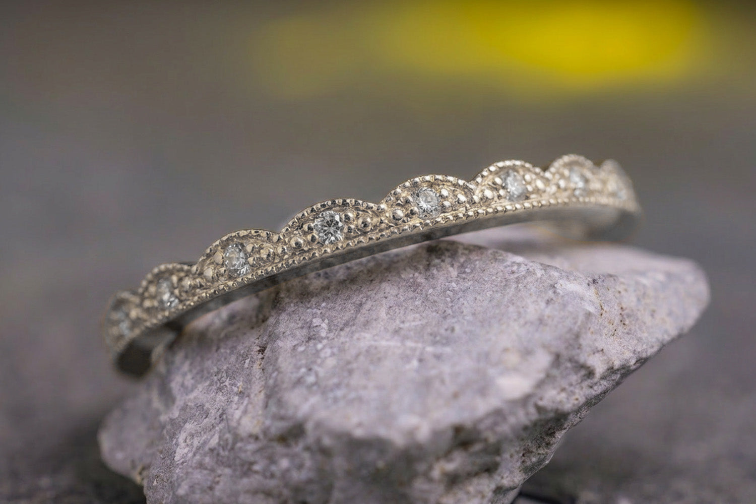 Verlobungsring Vorsteckring 750er Weißgold Spitze