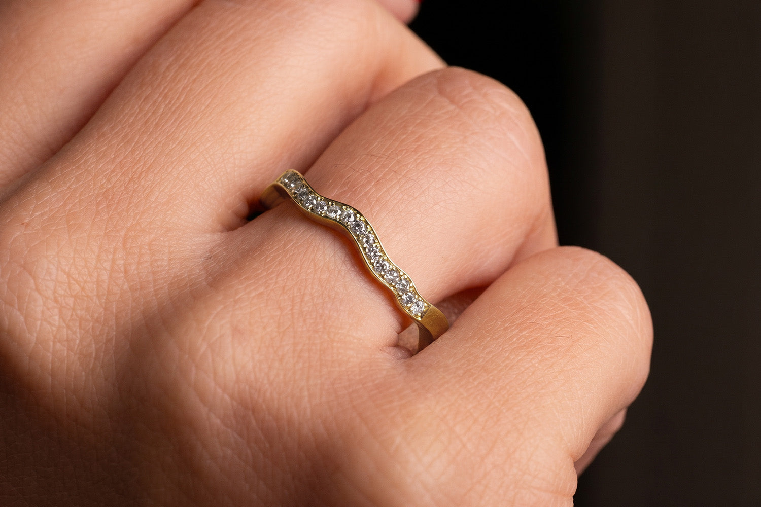 Verlobungsring Vorsteckring 585er Gelbgold Wave Hand