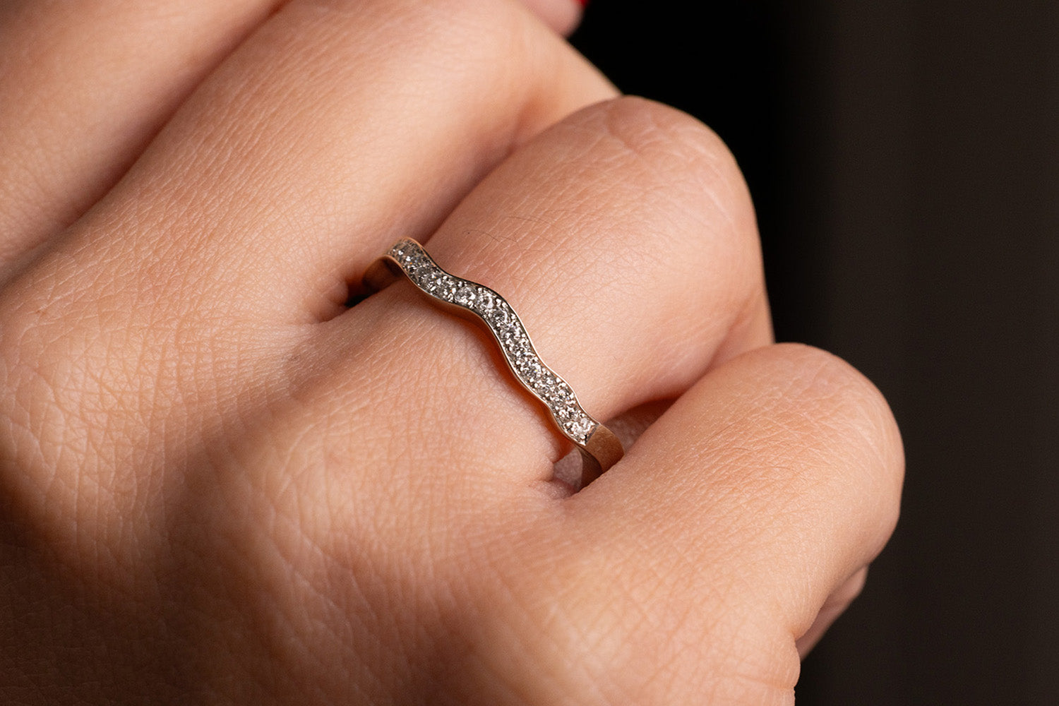 Verlobungsring Vorsteckring 750er Weissgold Wave Hand