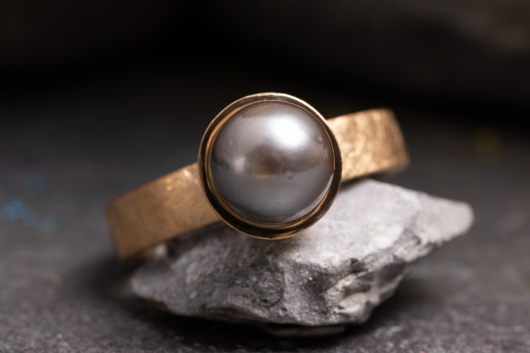 Unikat Verlobungsring Vorsteckring 750er Roségold Pearl 1