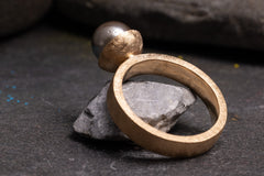 Unikat Verlobungsring Vorsteckring 750er Roségold Pearl 1 seitlich 