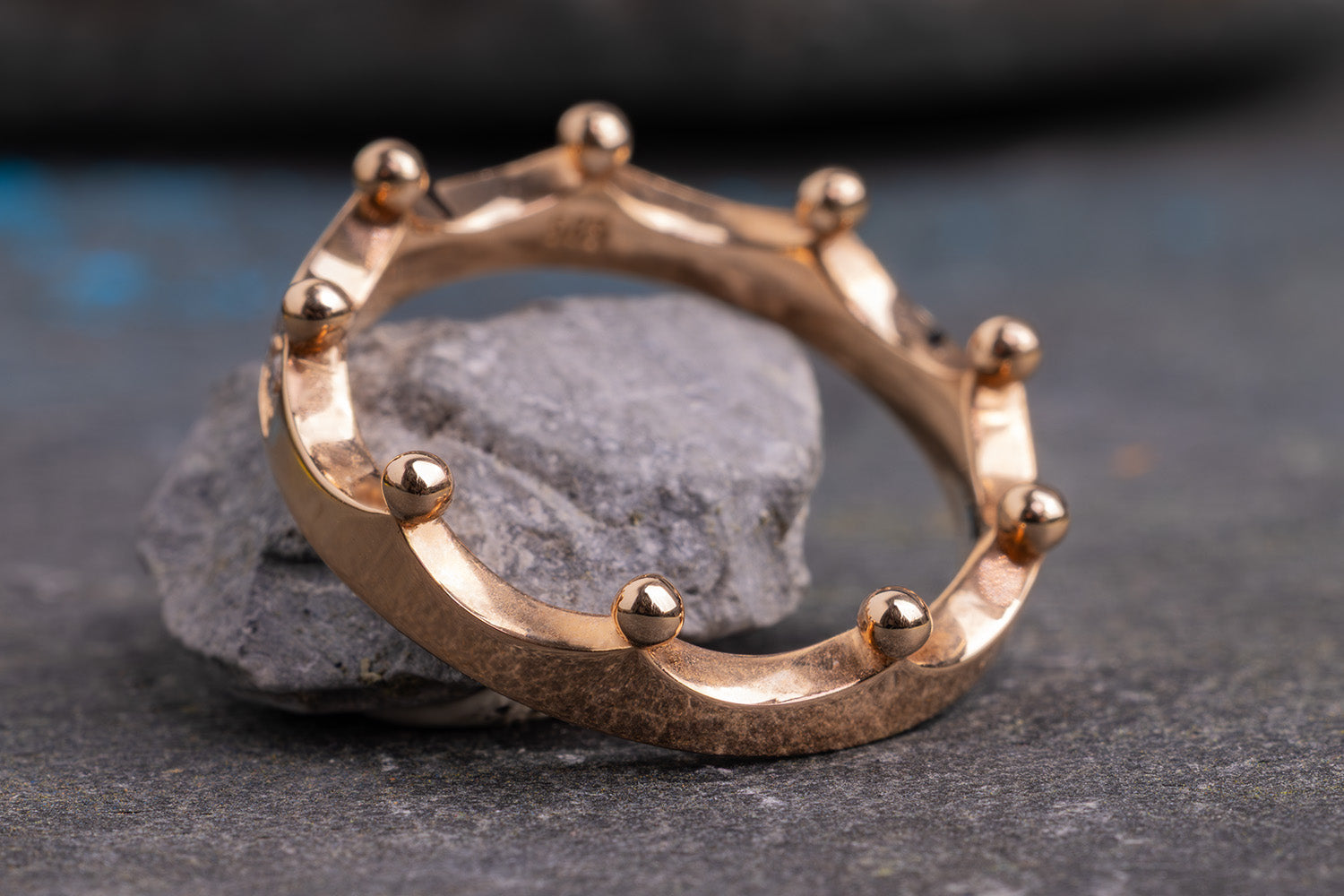 Verlobungsring Vorsteckring 585er Rotgold Crown seitlich