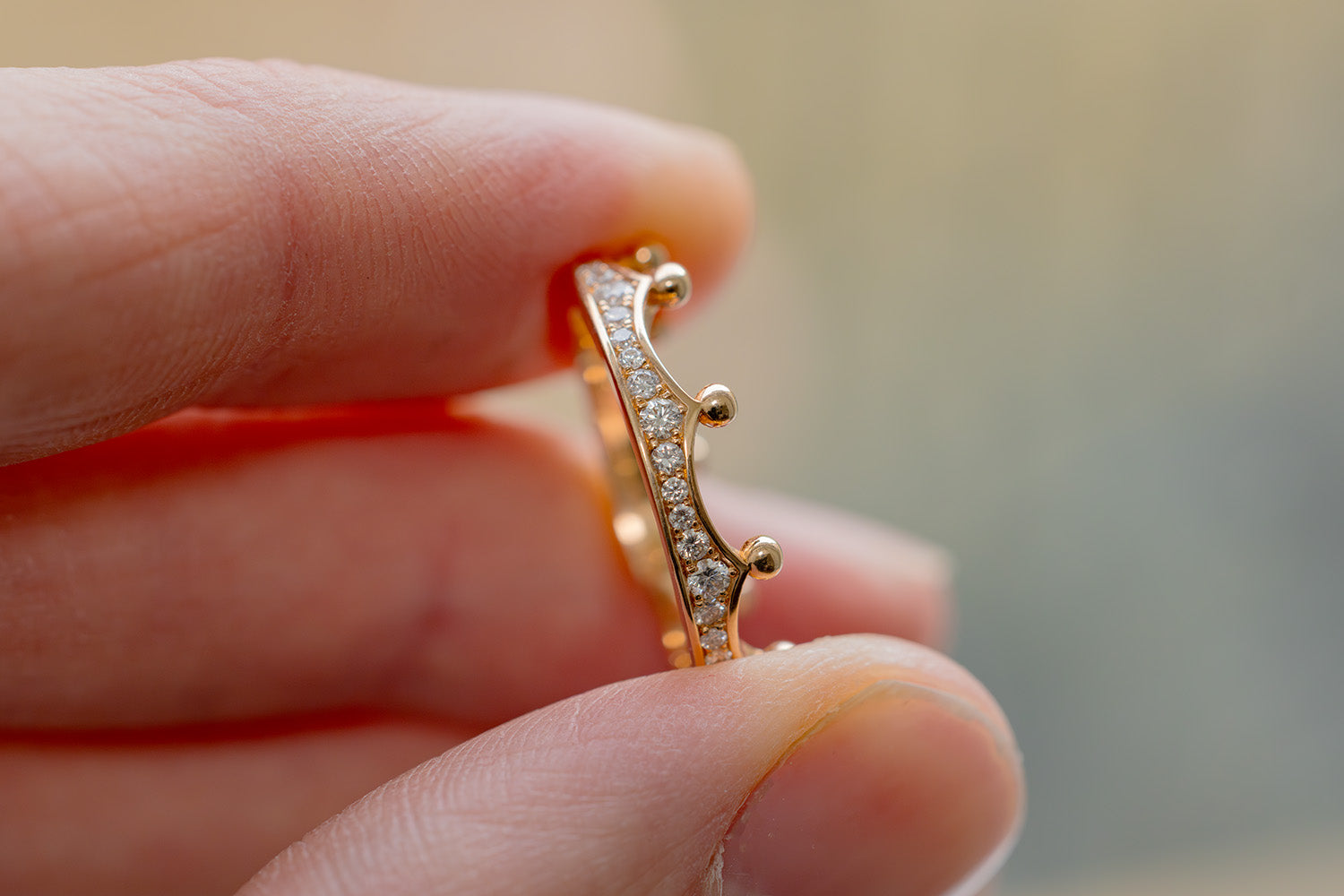 Verlobungsring Vorsteckring 585er Rotgold Crown Sonnenlicht