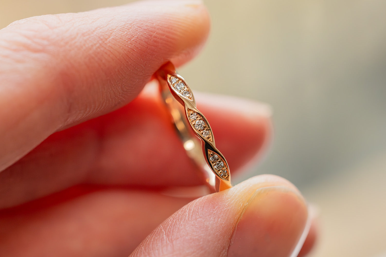 Verlobungsring Vorsteckring 585er Rotgold Vintage Flower Sonnenlicht