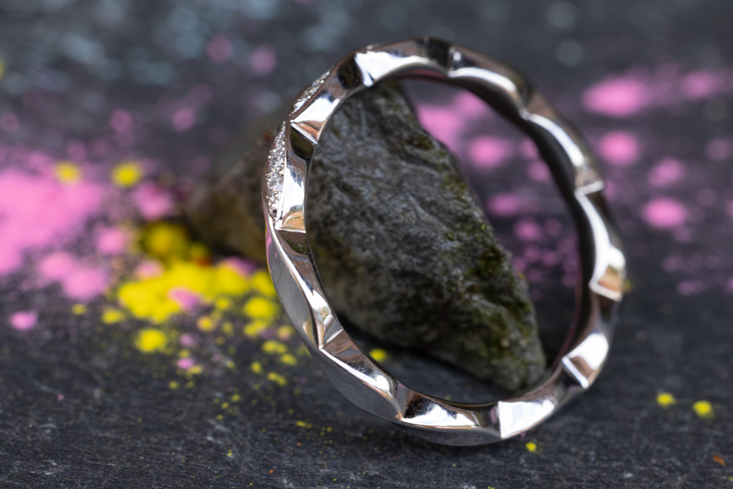 Verlobungsring Vorsteckring 750er Weissgold Vintage Flower seitlich