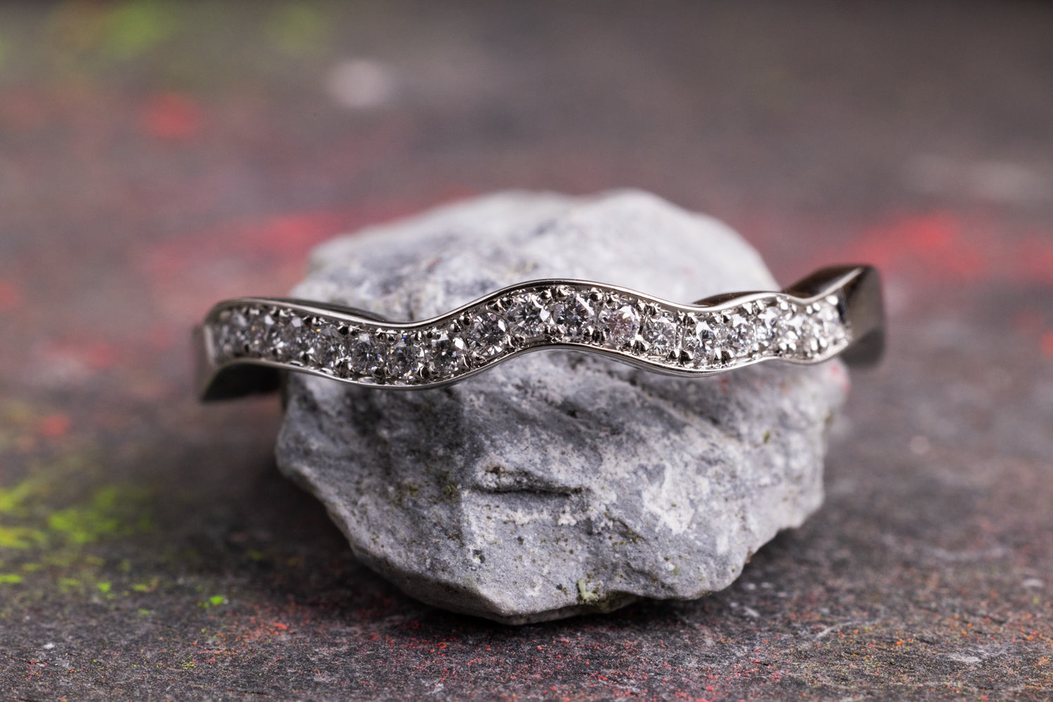 Verlobungsring Vorsteckring 950er Platin Wave 