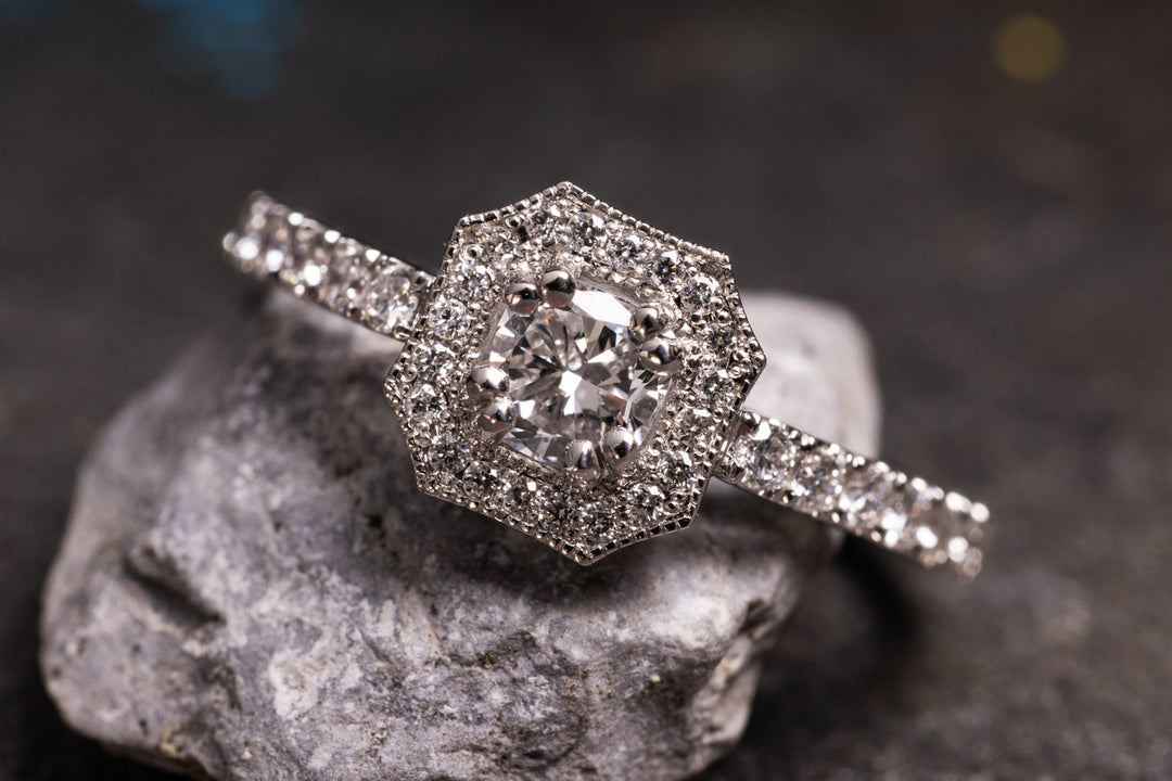 Unikat Verlobungsring Winston 950er Platin Nahaufnahme