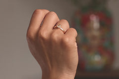 Unikat Verlobungsring Vorsteckring 750er Roségold Peach Handmodel