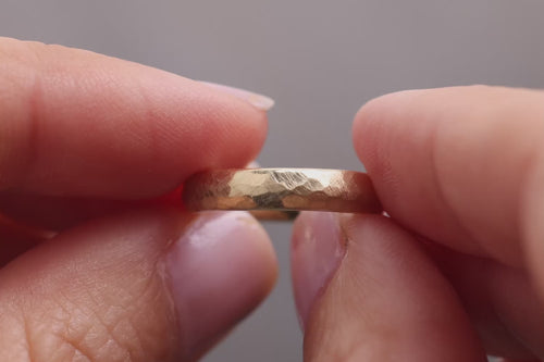 Ehering 585er Gelbgold Rustikaler Hammerschlag 360 Grad Ansicht