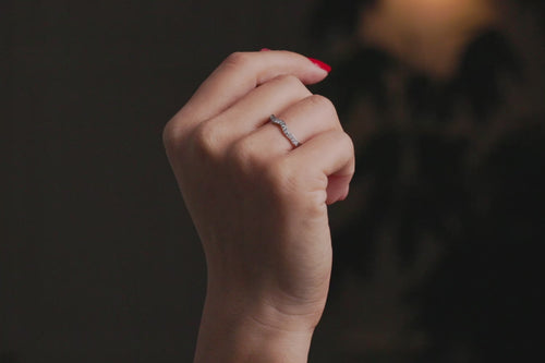 Verlobungsring Vorsteckring 950er Platin Wave Handmodel