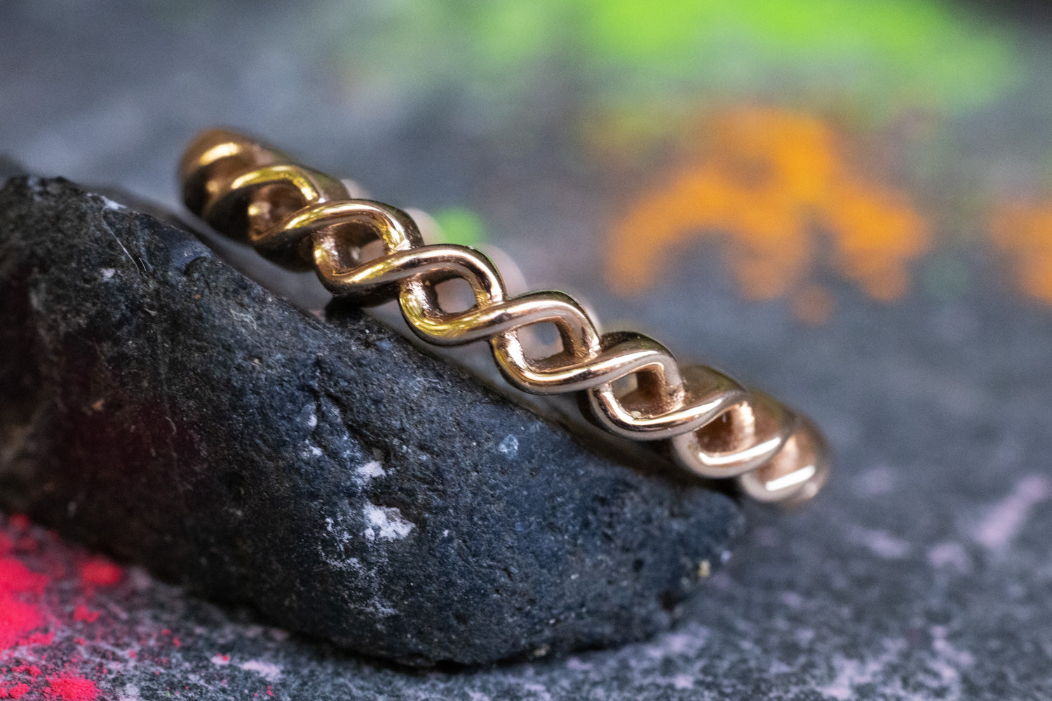Unikat Verlobungsring Vorsteckring 585er Rotgold Waldelfe  Pur Frontansicht
