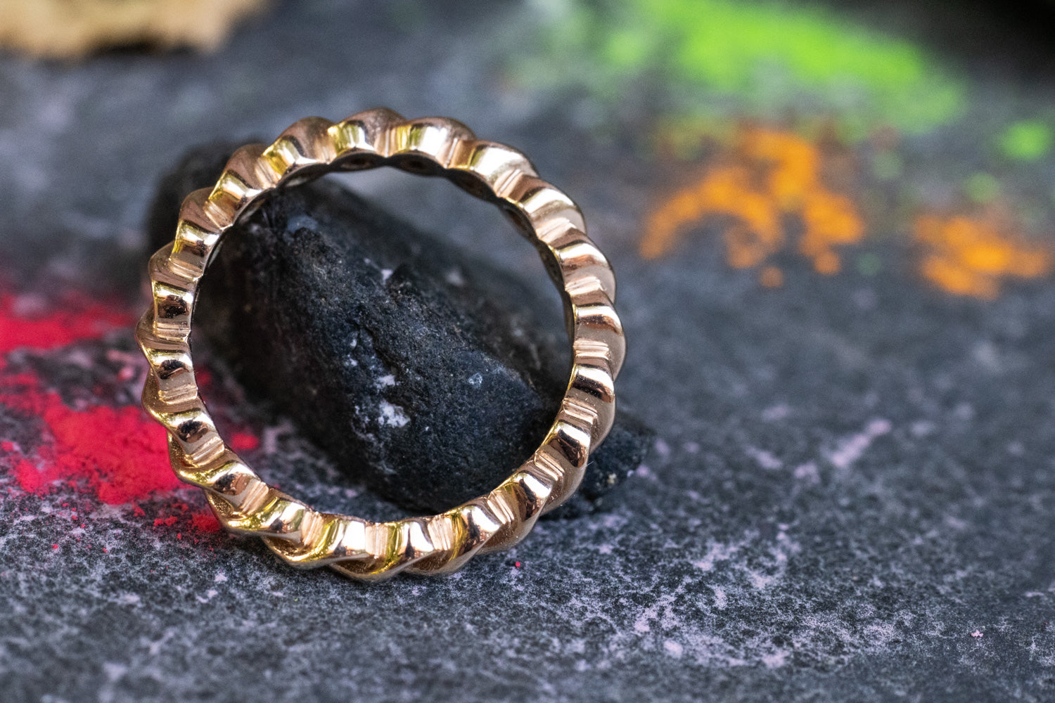 Unikat Verlobungsring 585er Rotgold Waldelfe  Pur seitlich