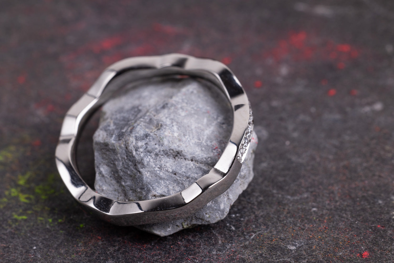 Verlobungsring Vorsteckring 950er Platin Wave seitlich